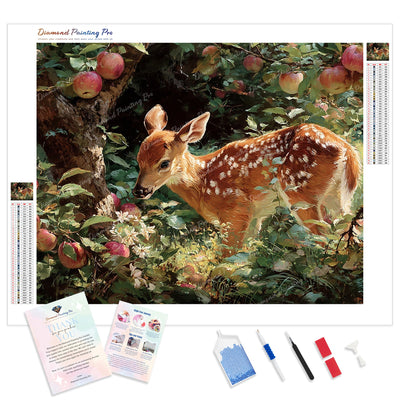 The Apple Grove Fawn Diamond Painting Kit - Full Drill / Square or Round Diamonds with AB Drills Option
