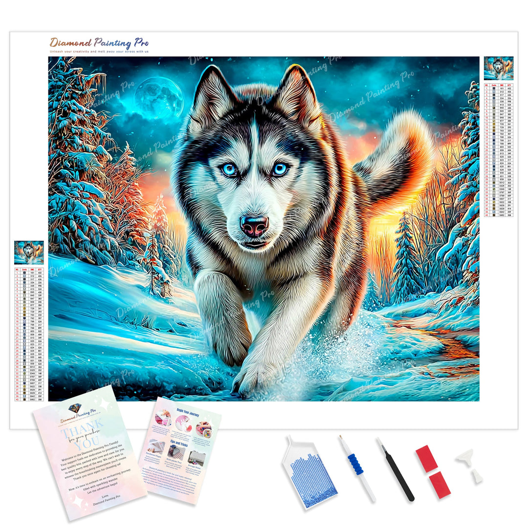 The Arctic Wolf Diamond Painting Kit - Full Drill / Square or Round Diamonds with AB Drills Option