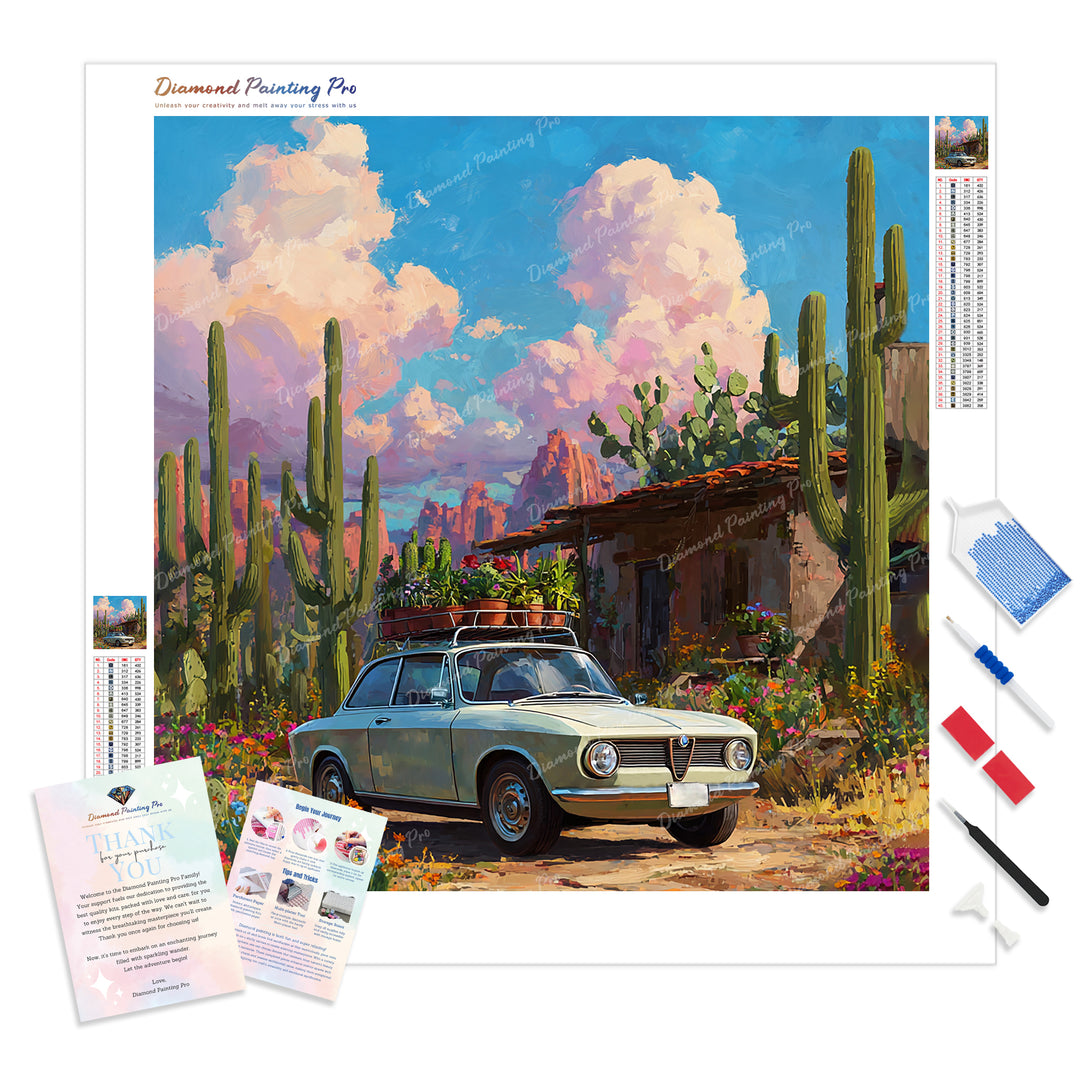 The Oasis Traveler Diamond Painting Kit - Full Drill / Square or Round Diamonds with AB Drills Option