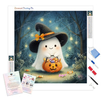 Trick or Treat Boo Diamond Painting Kit - Full Drill / Square or Round Diamonds with AB Drills Option