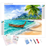 Tropical Beach Diamond Painting Kit - Full Drill / Square or Round Diamonds with AB Drills Option