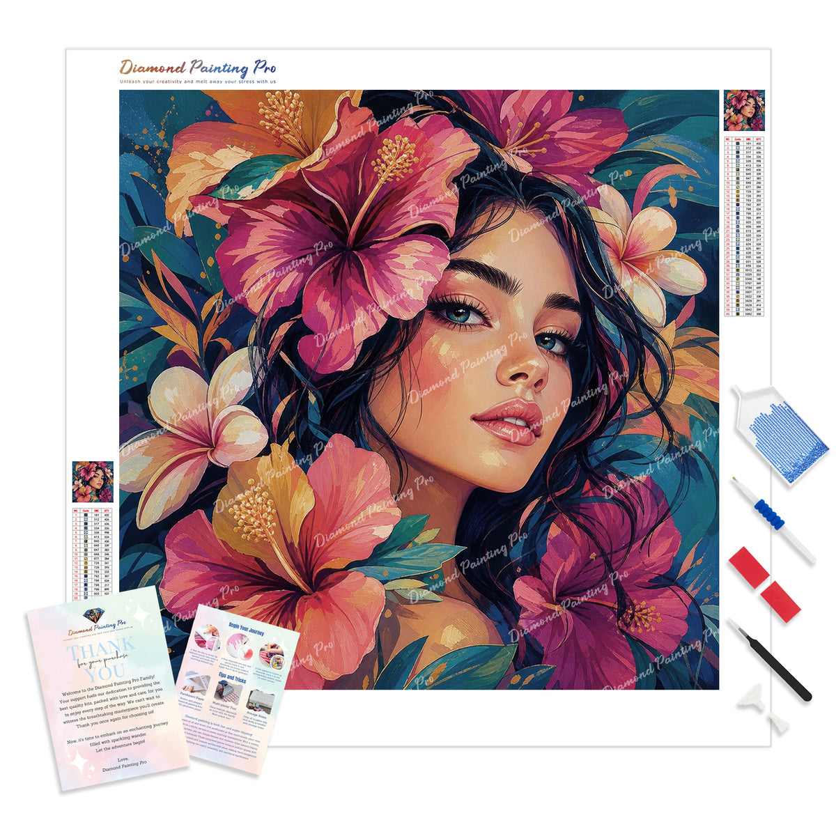 Tropical Goddess Diamond Painting Kit - Full Drill / Square or Round Diamonds with AB Drills Option