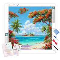 Tropical Island Escape Diamond Painting Kit - Full Drill / Square or Round Diamonds with AB Drills Option