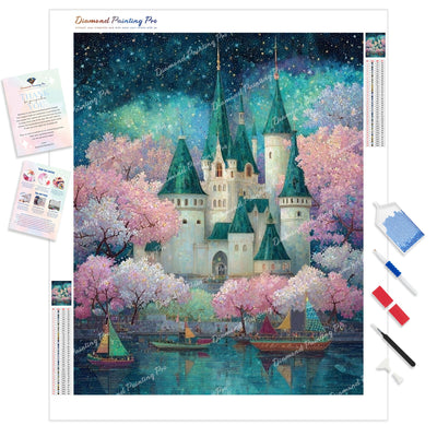 Twilight Castle Diamond Painting Kit - Full Drill / Square or Round Diamonds with AB Drills Option
