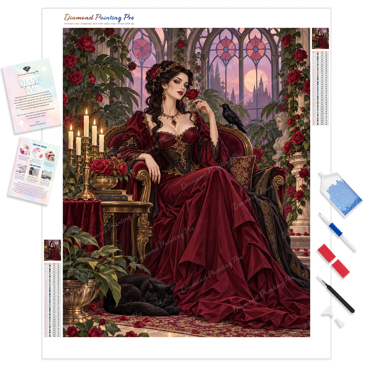Vampire Queen Diamond Painting Kit - Full Drill / Square or Round Diamonds with AB Drills Option