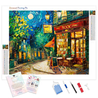 Starry Night Bookstore | Diamond Painting Kit - Full Drill - Square or Round Diamonds with AB Drills Option