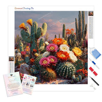 Vibrant Cactus Garden Diamond Painting Kit - Full Drill / Square or Round Diamonds with AB Drills Option