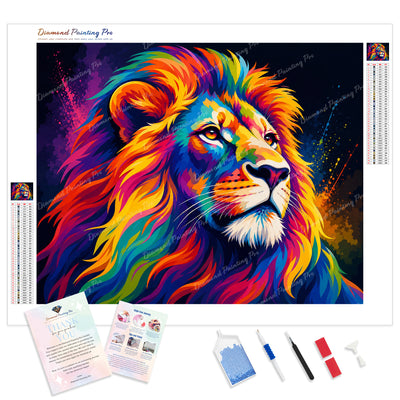 Vibrant Rainbow Lion Diamond Painting Kit - Full Drill / Square or Round Diamonds with AB Drills Option