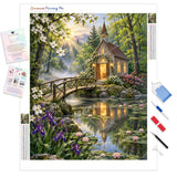 Waterlily Chapel Diamond Painting Kit - Full Drill / Square or Round Diamonds with AB Drills Option