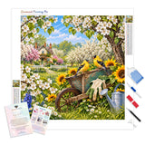 Wheelbarrow Afternoon Diamond Painting Kit - Full Drill / Square or Round Diamonds with AB Drills Option