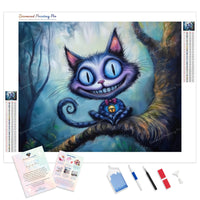 Whimsy Cheshire Cat Diamond Painting Kit - Full Drill / Square or Round Diamonds with AB Drills Option