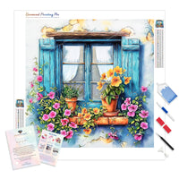 Provence Window Bloom | Diamond Painting Kit - Full Drill - Square or Round Diamonds with AB Drills Option