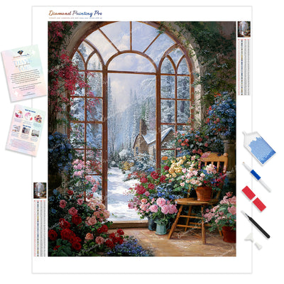 Winter Garden Solstice Diamond Painting Kit - Full Drill / Square or Round Diamonds with AB Drills Option
