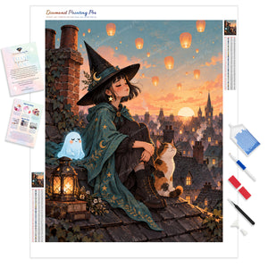 Witch on Rooftops | Diamond Painting