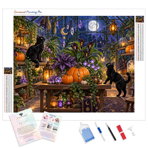 Witchy Greenhouse Cats | Diamond Painting
