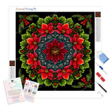 Wreath of Winter Roses Diamond Painting Kit - Full Drill / Square or Round Diamonds with AB Drills Option