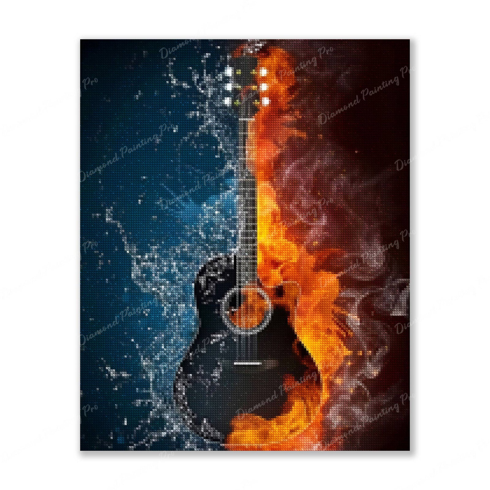 Fire & Water Guitar Finished Diamond Painting For Sale From Diamond Painting Pro