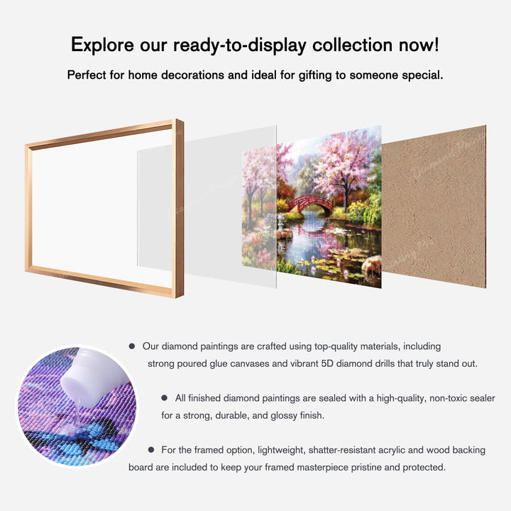 What is included in Japanese Garden Finished Diamond Art Package