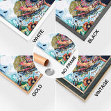 Completed Diamond Art of Colorful Cow with Multiple Frame Options