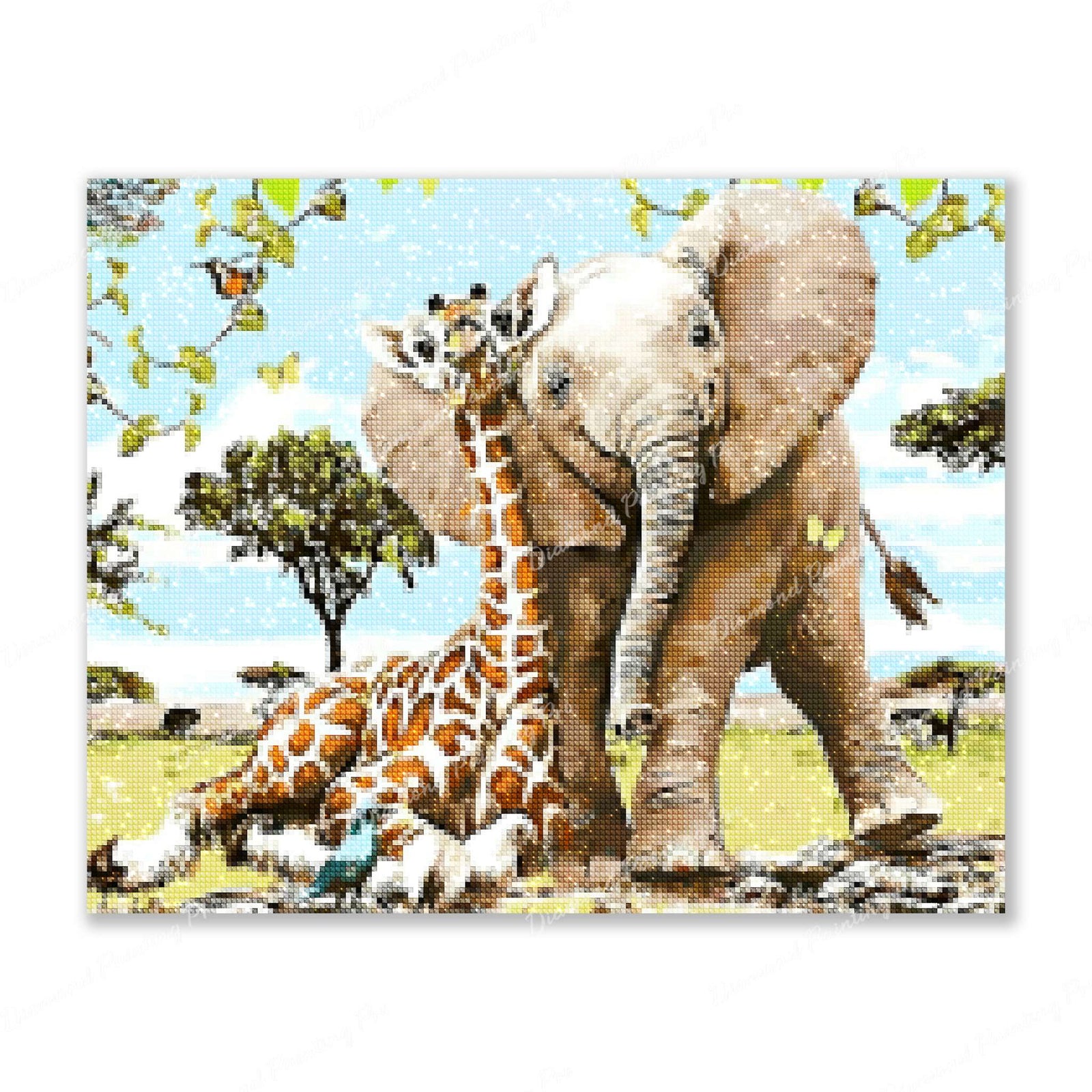 Elephant and Giraffe Finished Diamond Painting For Sale From Diamond Painting Pro