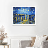 Starry Night over the Rhône Van Gogh’s Finished Diamond Painting Displayed with White Frame as Home Decor