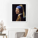 Girl with a Pearl Earring - Johannes Vermeer Finished Diamond Painting Displayed with White Frame as Home Decor