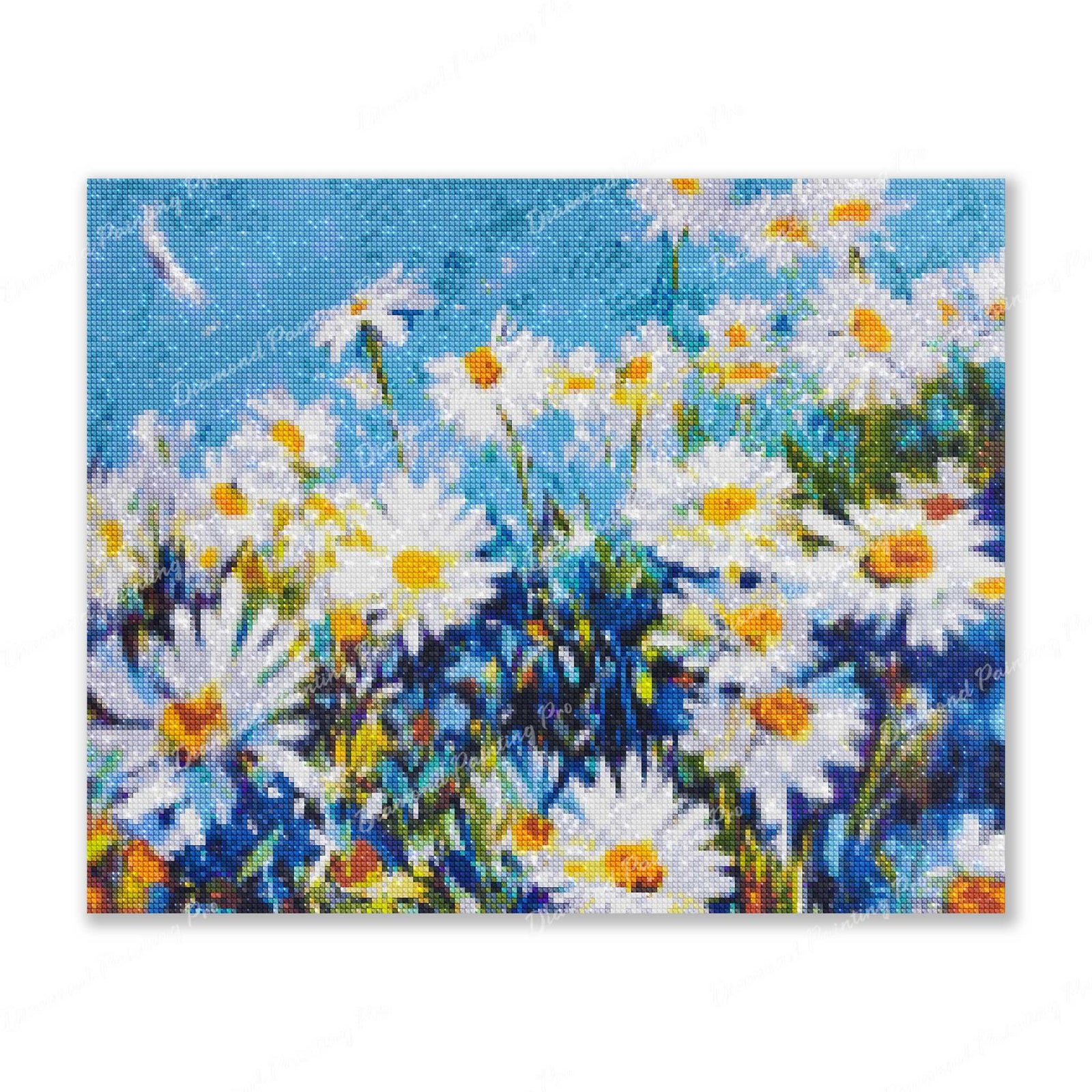 White Daisy Flower Finished Diamond Painting For Sale From Diamond Painting Pro