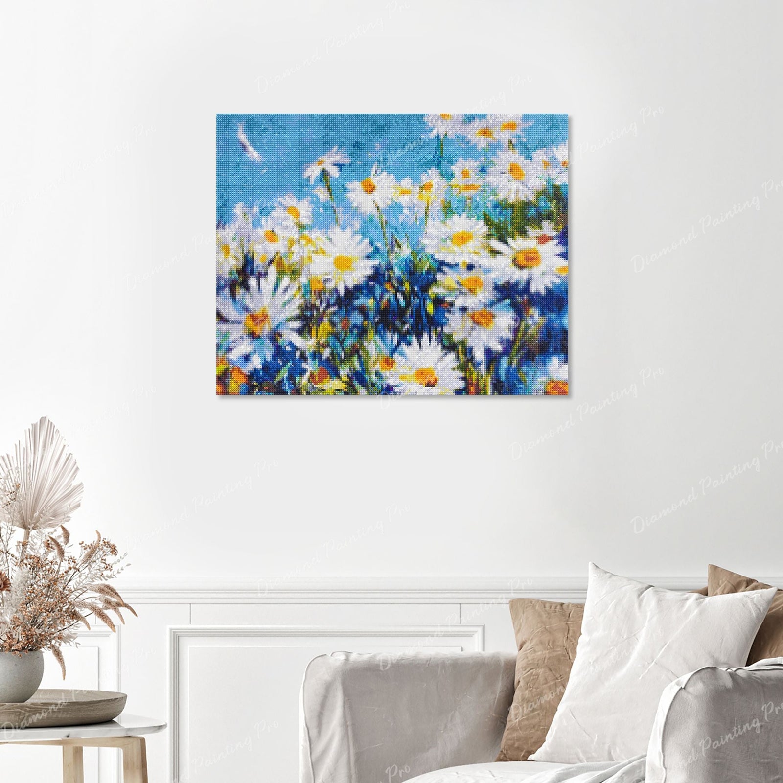 White Daisy Flower Finished Diamond Painting with No Frame