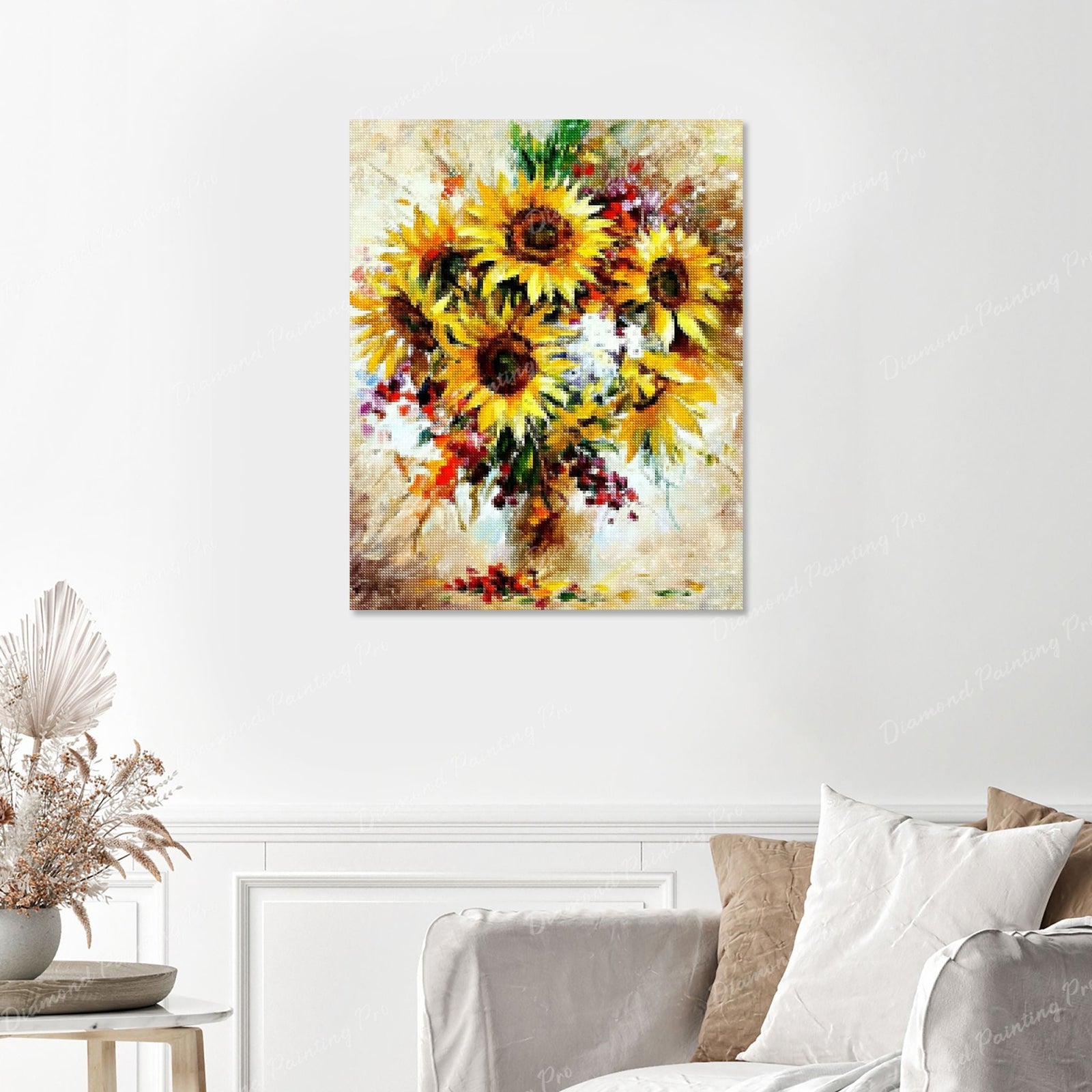 Bright Sunflower Vase Finished Diamond Painting with No Frame