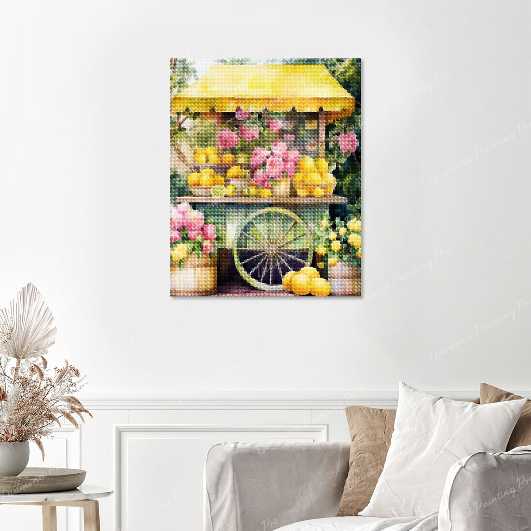 Sunny Lemonade Stand Finished Diamond Painting with No Frame