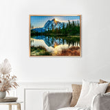 Sun Shining on Mountain Finished Diamond Painting Displayed with Gold Frame as Home Decor