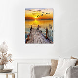 Lakeside Sunset Jetty Bliss Finished Diamond Painting with No Frame