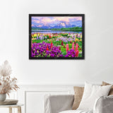 Picturesque Grand Teton Finished Diamond Painting Displayed with Black Frame as Home Decor