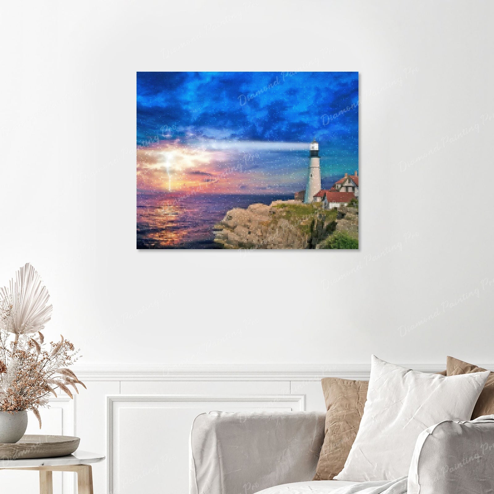 Lighthouse Beckons Finished Diamond Painting with No Frame