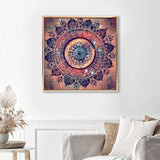 Mandalas Finished Diamond Painting Displayed with Gold Frame as Home Decor