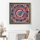 Mandalas Finished Diamond Painting Displayed with Vintage Frame as Home Decor