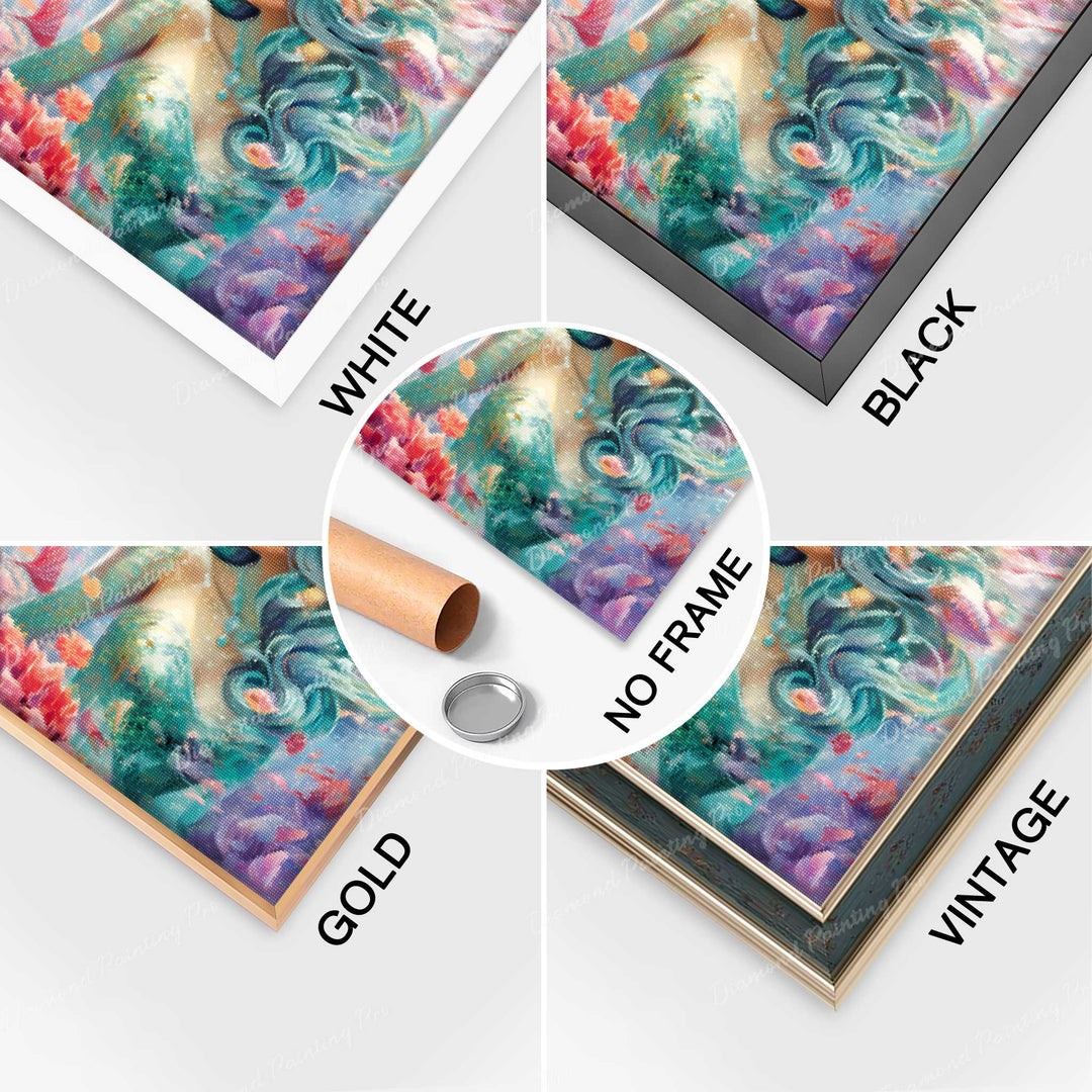 Completed Diamond Art of Enchanting Mermaid Delight with Multiple Frame Options