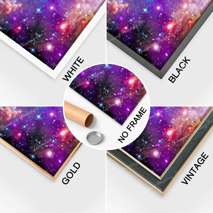 Completed Diamond Art of Starry Galaxy with Multiple Frame Options