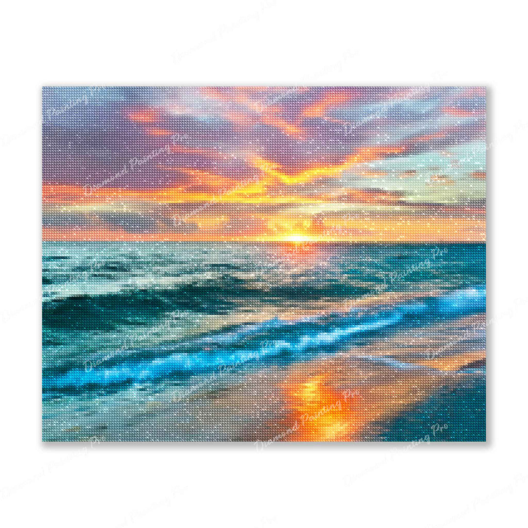 Sunset over Ocean Finished Diamond Painting For Sale From Diamond Painting Pro