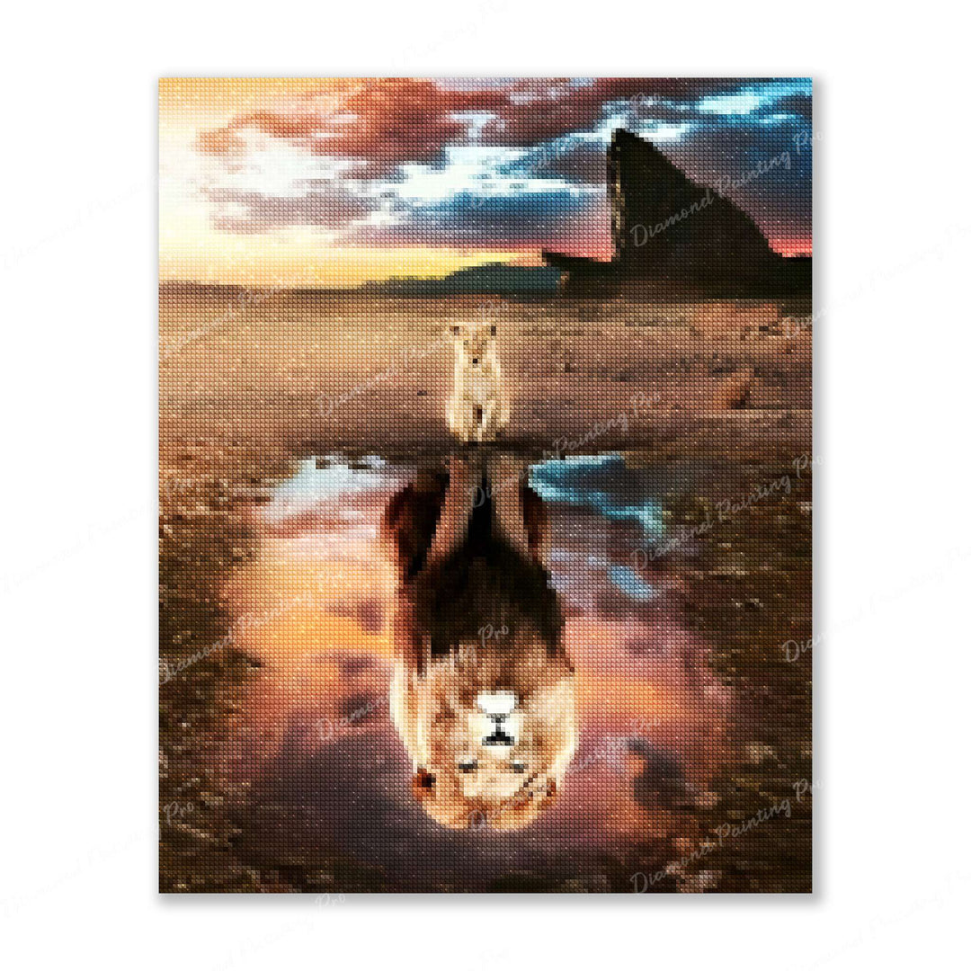 Lion Legacy Reflection Finished Diamond Painting For Sale From Diamond Painting Pro