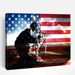 American Flag and Soldier | Paint By Numbers