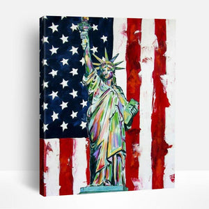 Statue of Liberty and US Flag | Paint By Numbers