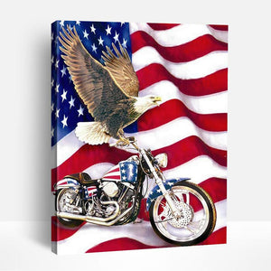 Eagle and Motorcycle US | Paint By Numbers