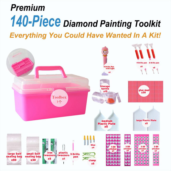 Premium 140-Piece Diamond Painting Toolkit