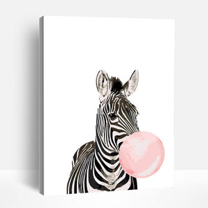 Zebra and Pink Bubblegum | Paint By Numbers