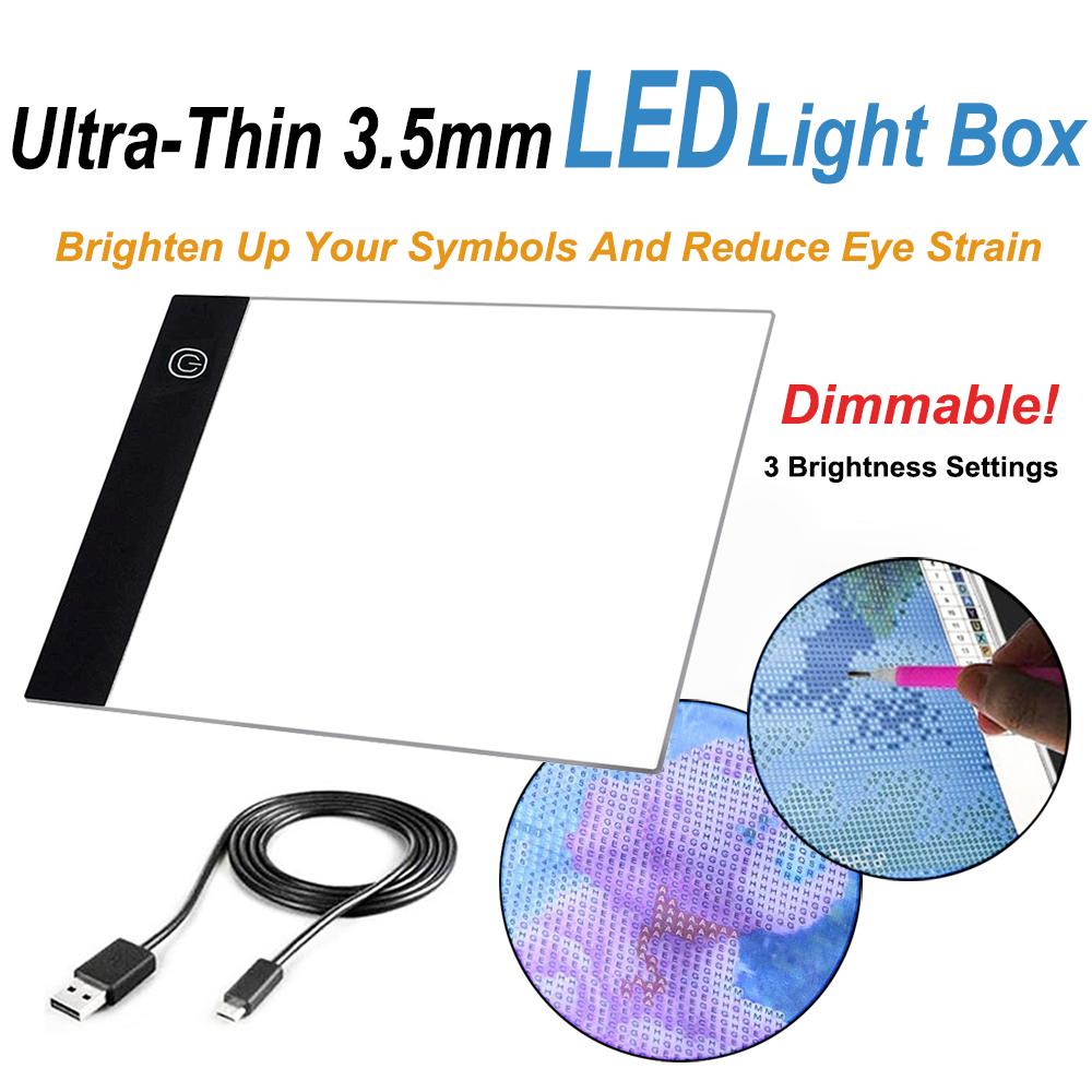 A4 LED Light Pad for Diamond Painting, USB Powered Light Board Kit, Adjustable Brightness