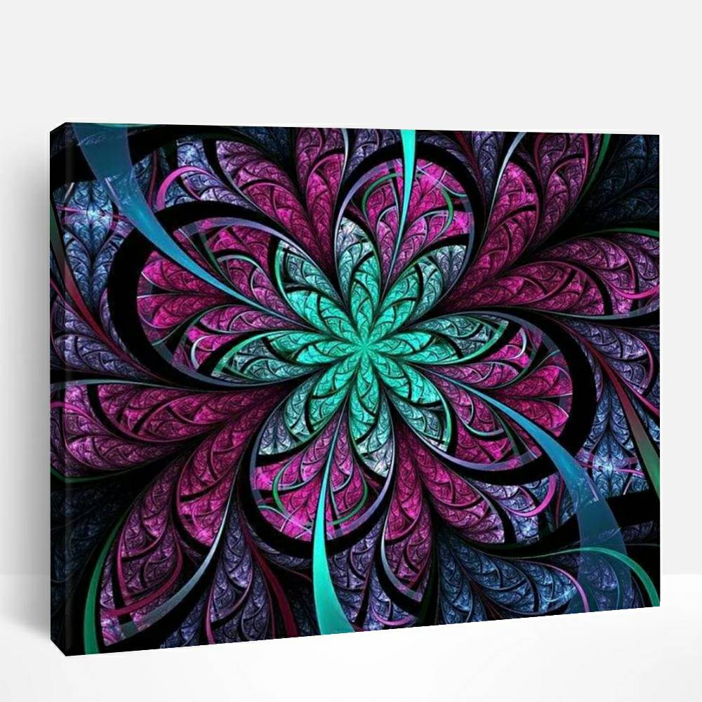 Dark Purple and Blue Fractal Flower | Paint By Numbers