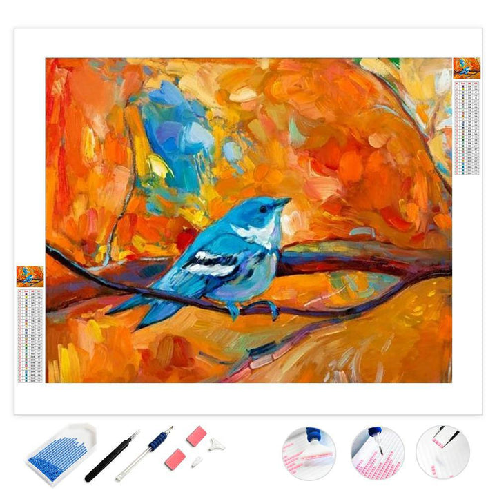 Blue Cerulean Warbler Bird | Diamond Painting