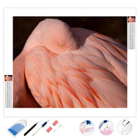 A pink flamingo tucks its beak away for the night | Diamond Painting