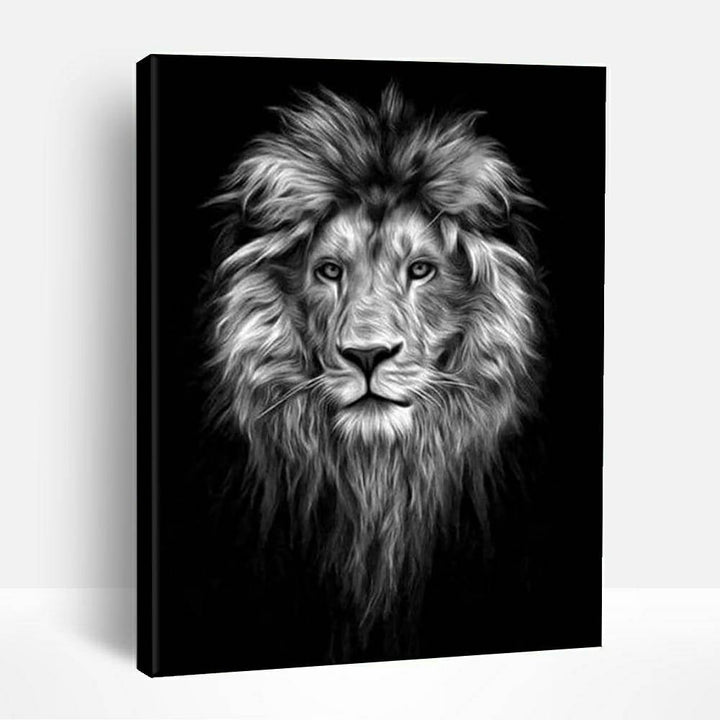Black and White Lion Face | Paint By Numbers
